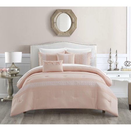 FIXTURESFIRST 9 Piece Bryent Comforter Set, Blush - King Size FI1710243